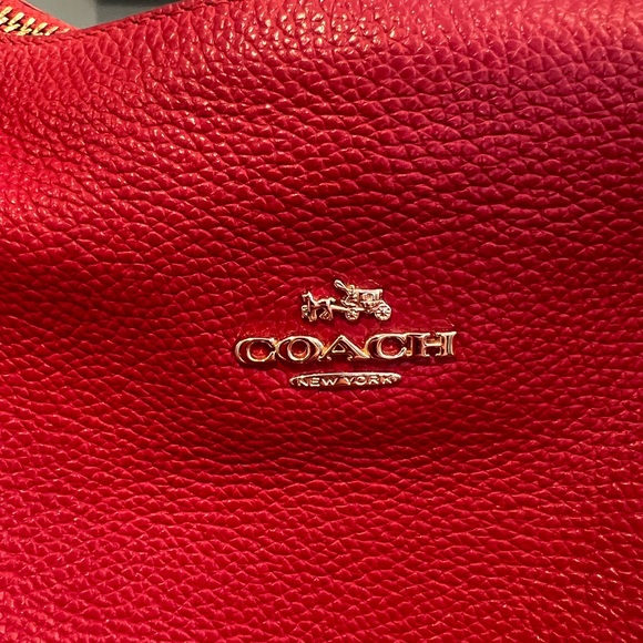 Coach Pebbled Leather Red Hobo Bag - Picture 9 of 14